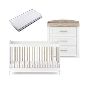 Silver Cross Valencia 2 Piece Nursery Set (Cot Bed & Dresser) - Ash White-Nursery Sets-Ash White-Premium Mattress | Natural Baby Shower