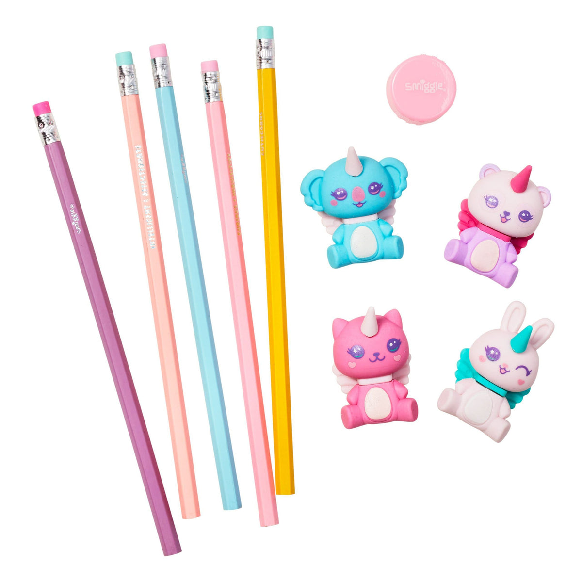 Smiggle - Cutie Corns Fun Pencil and Eraser Pack