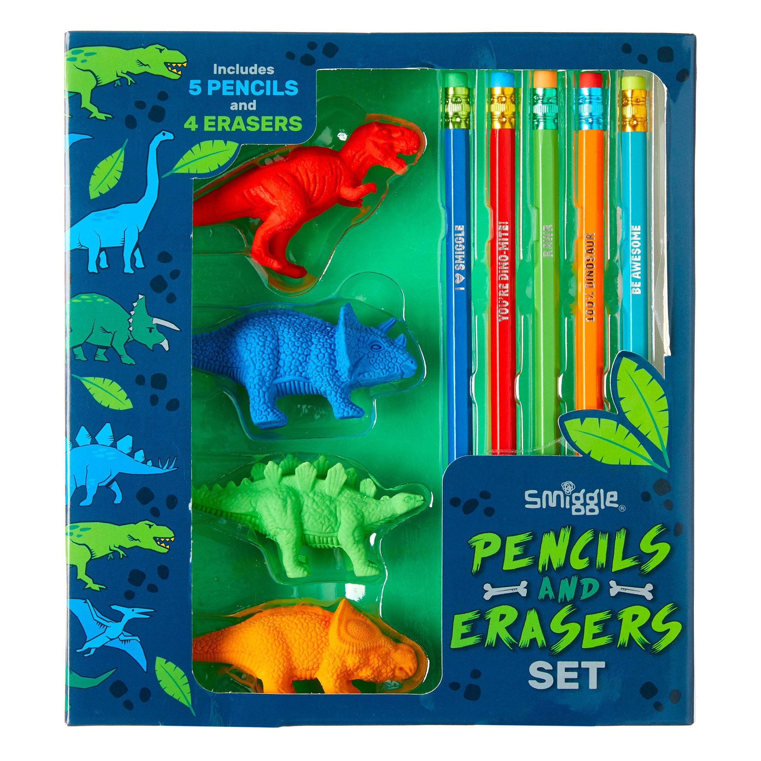 Smiggle - Dinosaurs Pencil and Eraser Pack