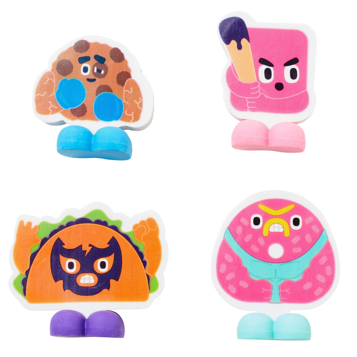 Smiggle - Hangry Heroes Eraser Pack X4