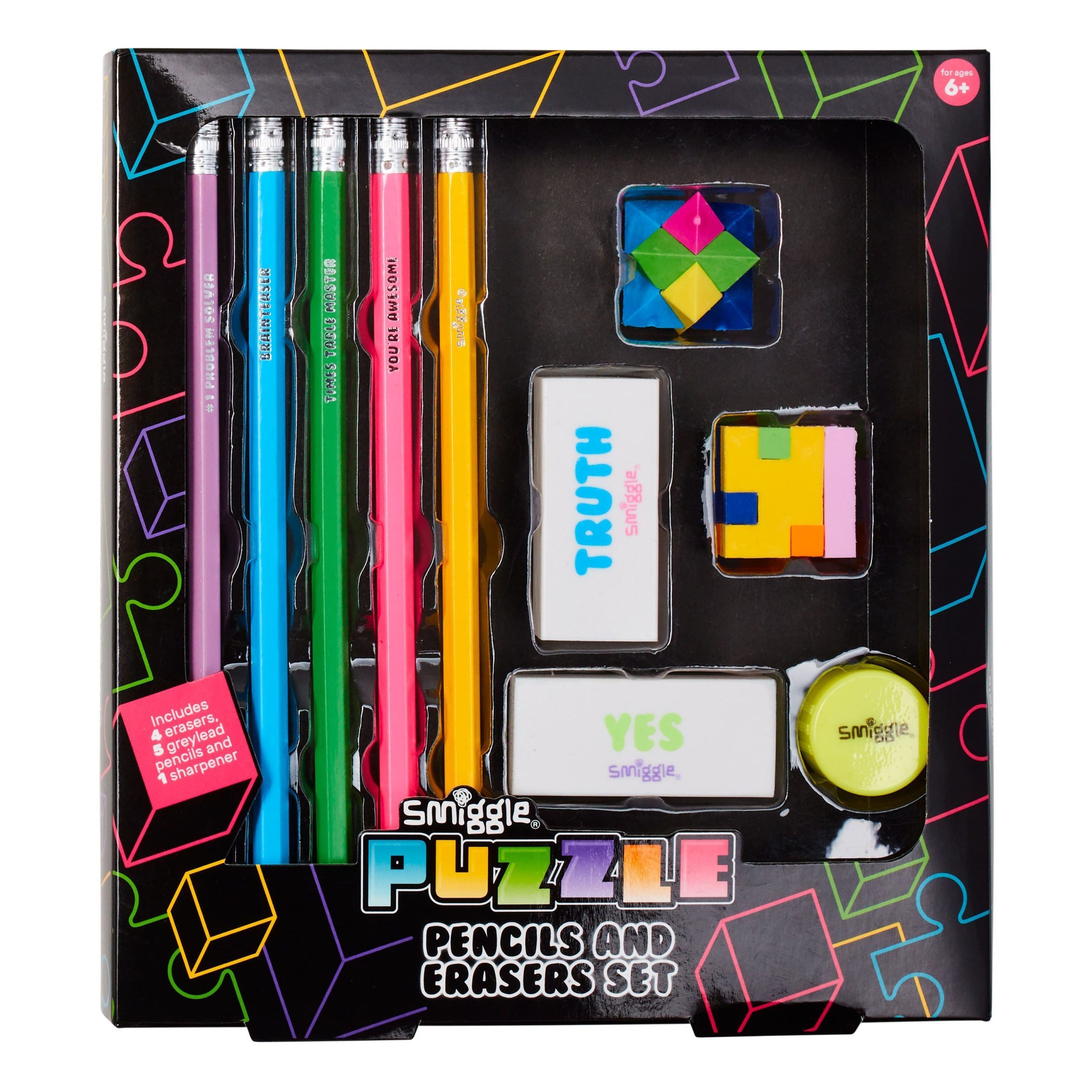 Smiggle - Puzzle Fun Pencil and Eraser Pack