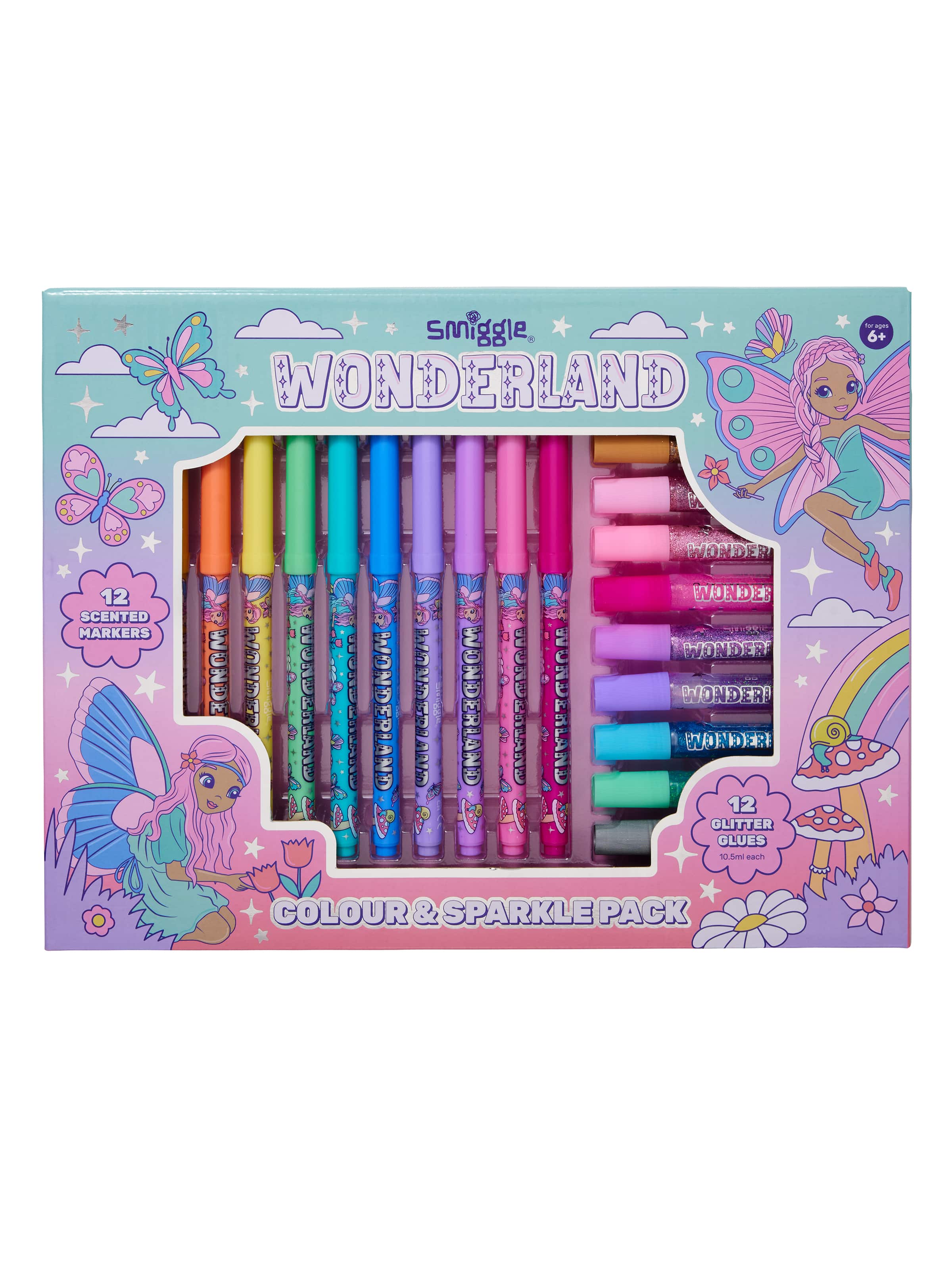 Smiggle Wonderland Scented Coloring Pencil and Glitter Glue Set