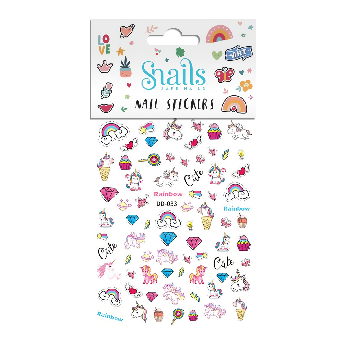 Snails - Kids' Nail Sticker Set - Unicorn Rainbow