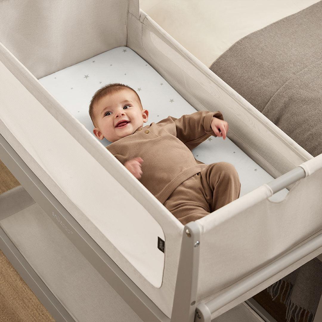 Snuz Twin Pack Crib Sheets - White Star-Sheets-White Star-Crib | Natural Baby Shower