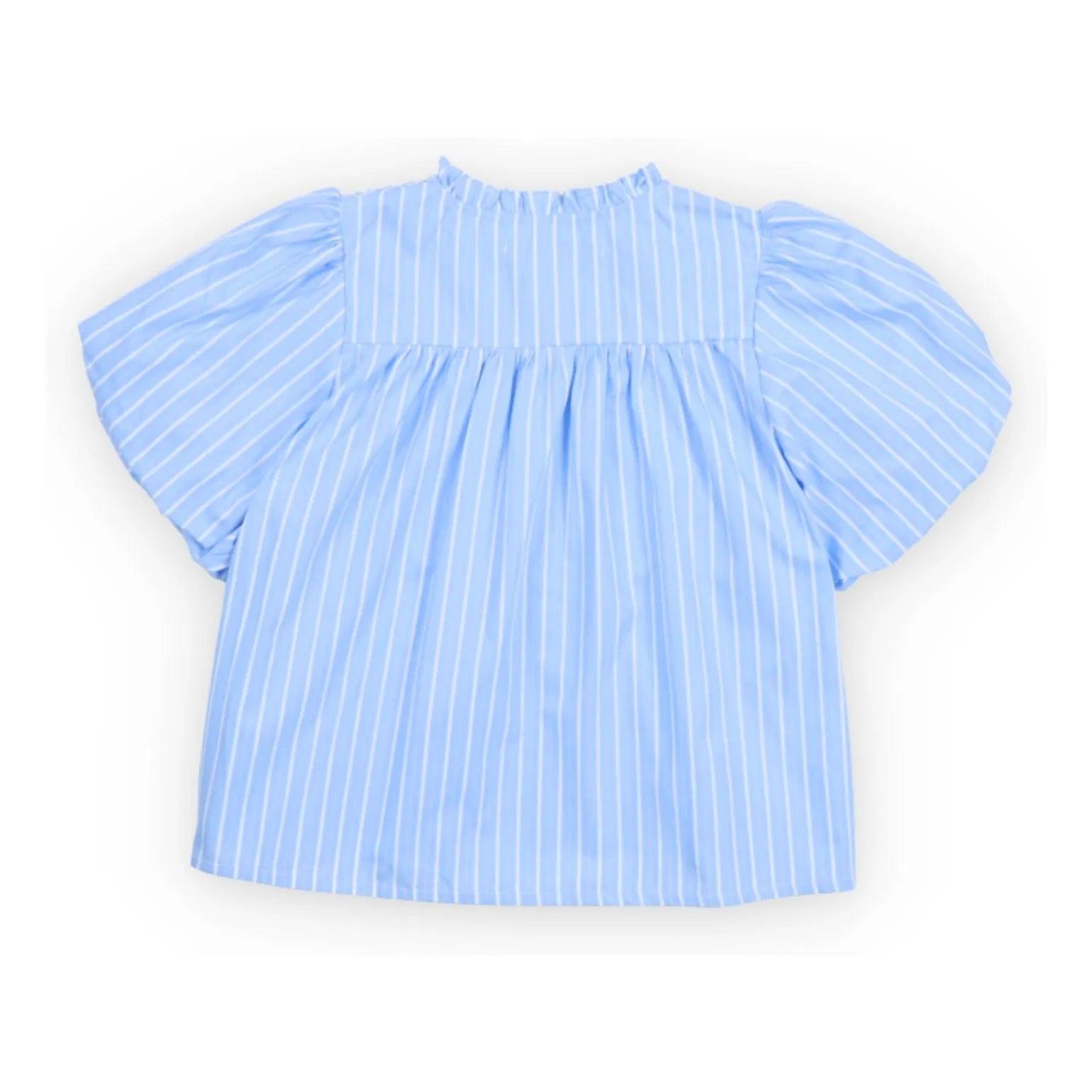 the new society - Striped Ruffled Ficus Blouse | Light Blue