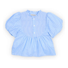 the new society - Striped Ruffled Ficus Blouse | Light Blue