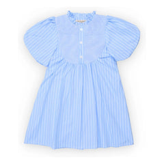 the new society - Striped Ficus Puffy Sleeve Dress | Light Blue