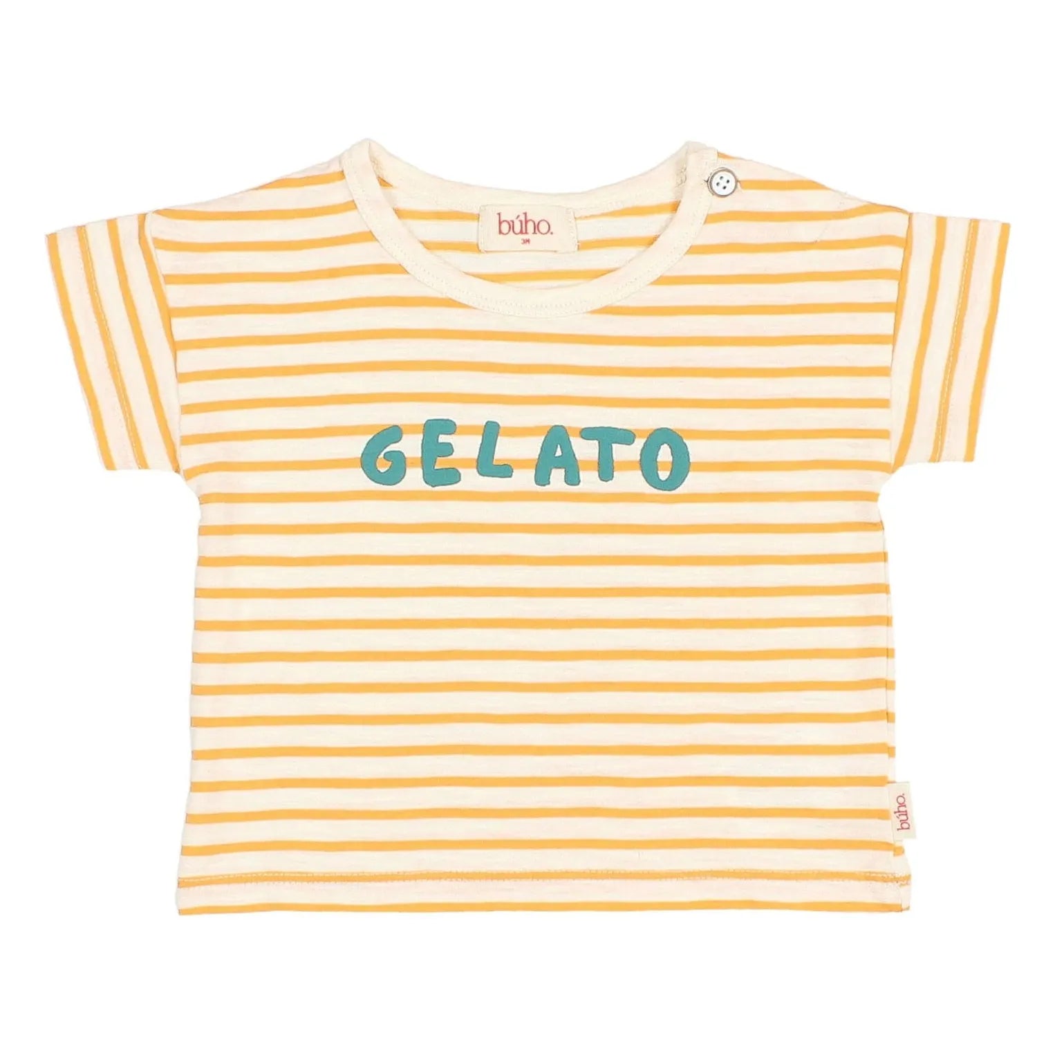 Búho - Striped Gelato Organic Cotton Baby T-Shirt | Yellow