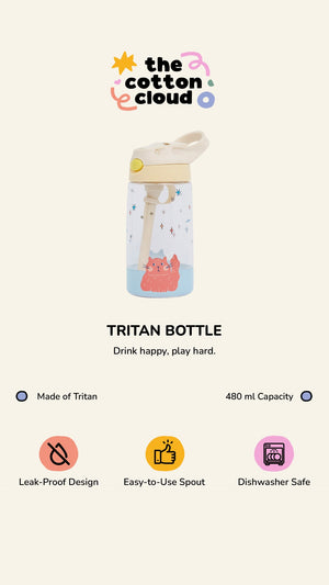 The Cotton Cloud - Funky Dogs 480ML Tritan Water Bottle with Hidden Straw