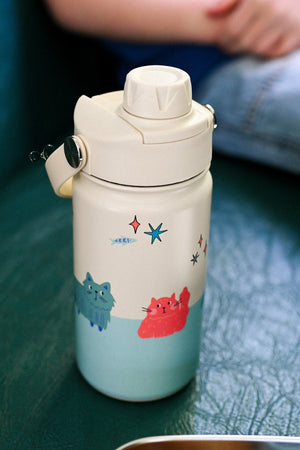 The Cotton Cloud - Meowful Cats 420ML Stainless Steel Hidden Straw Water Bottle