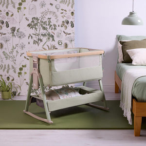 Tutti Bambini Cozee Air 2 Bedside Crib - Drifted Oak / Eucalyptus-Cribs-Drifted Oak / Eucalyptus- | Natural Baby Shower