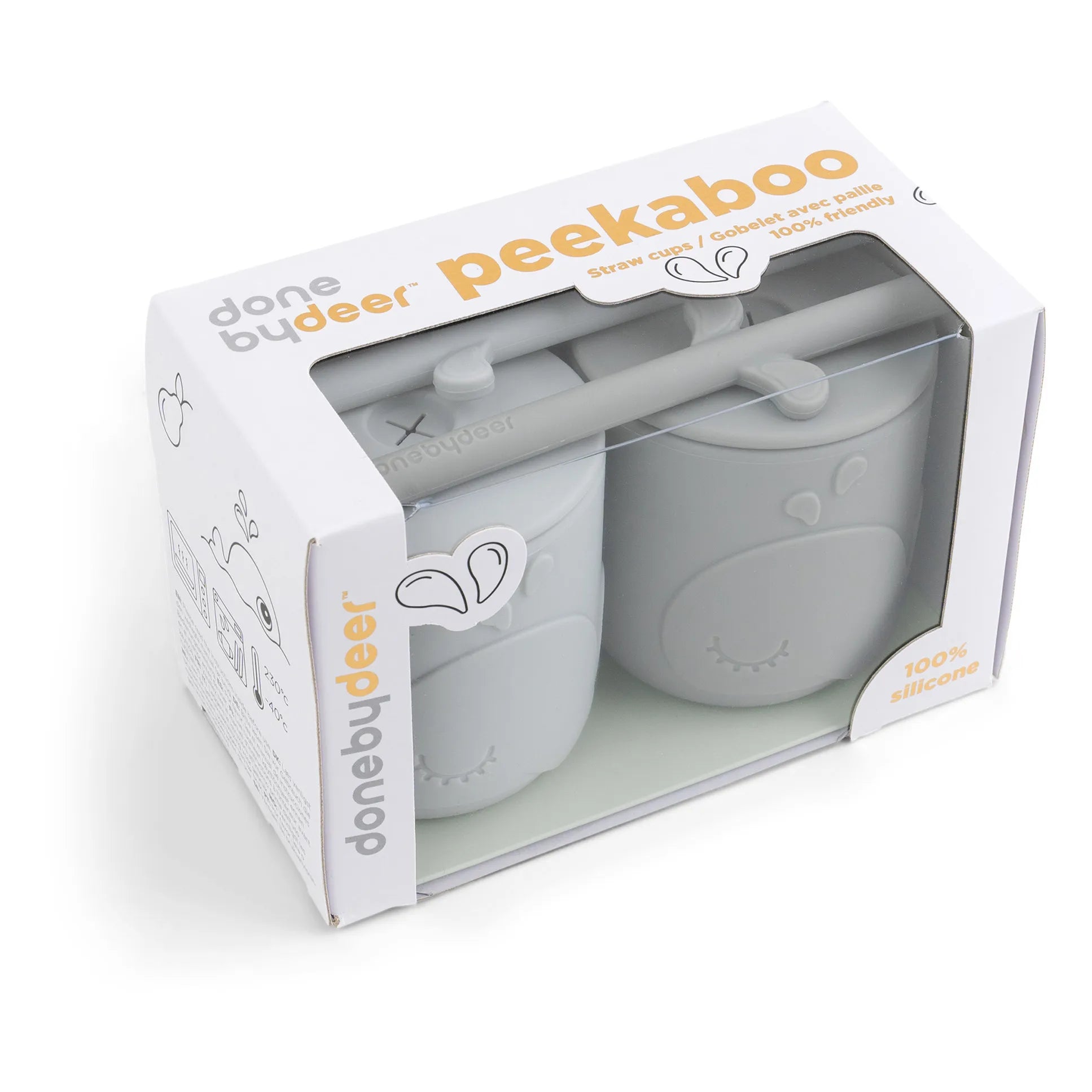 Done by Deer - Wally Cups with Handles - 2-piece Set | Gray