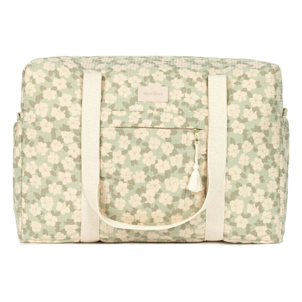 Nobodinoz - Waterproof Maternity Bag, Organic Cotton Opera Sakura | Sage