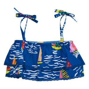 Maison Mangostan - Blue Crop Top Ruffle Sails