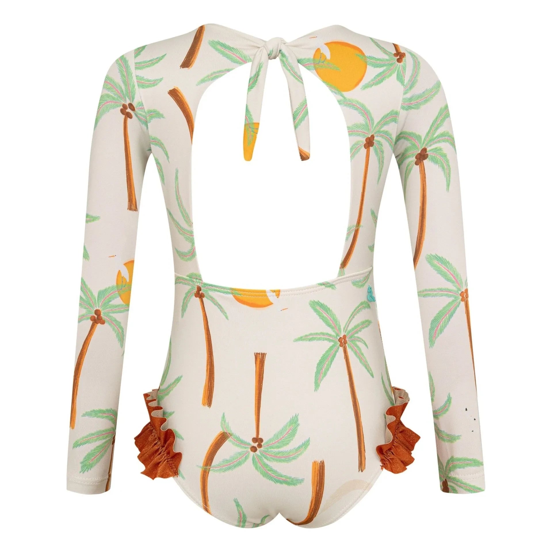 Pepita & Me - Long Sleeve Swimsuit Alana Palm Trees | Ecru