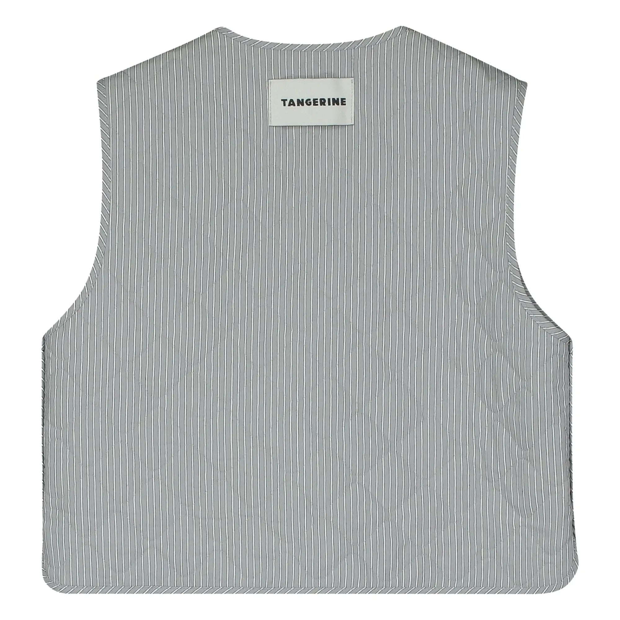 Tangerine - Striped Sleeveless Jacket | Light Grey