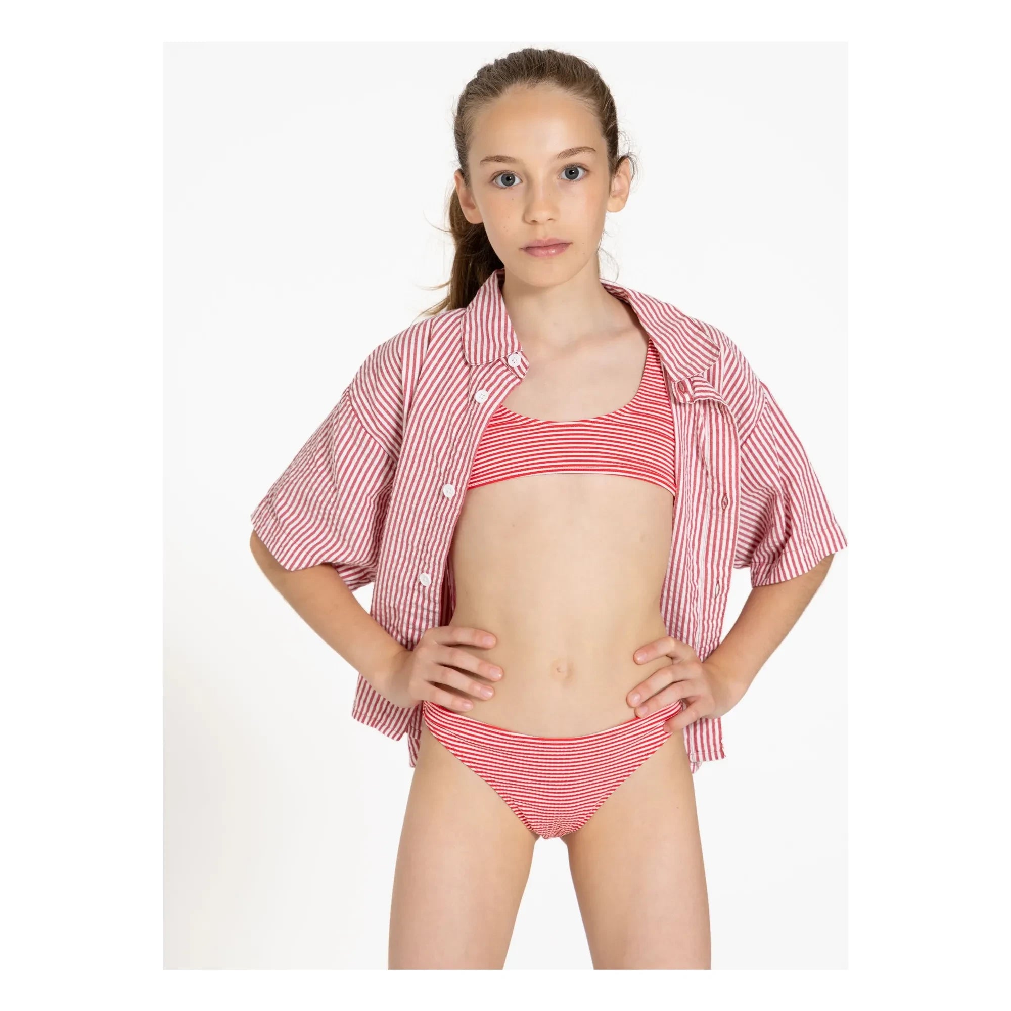 Smallable Kid - Striped Swimsuit | Cherry Red