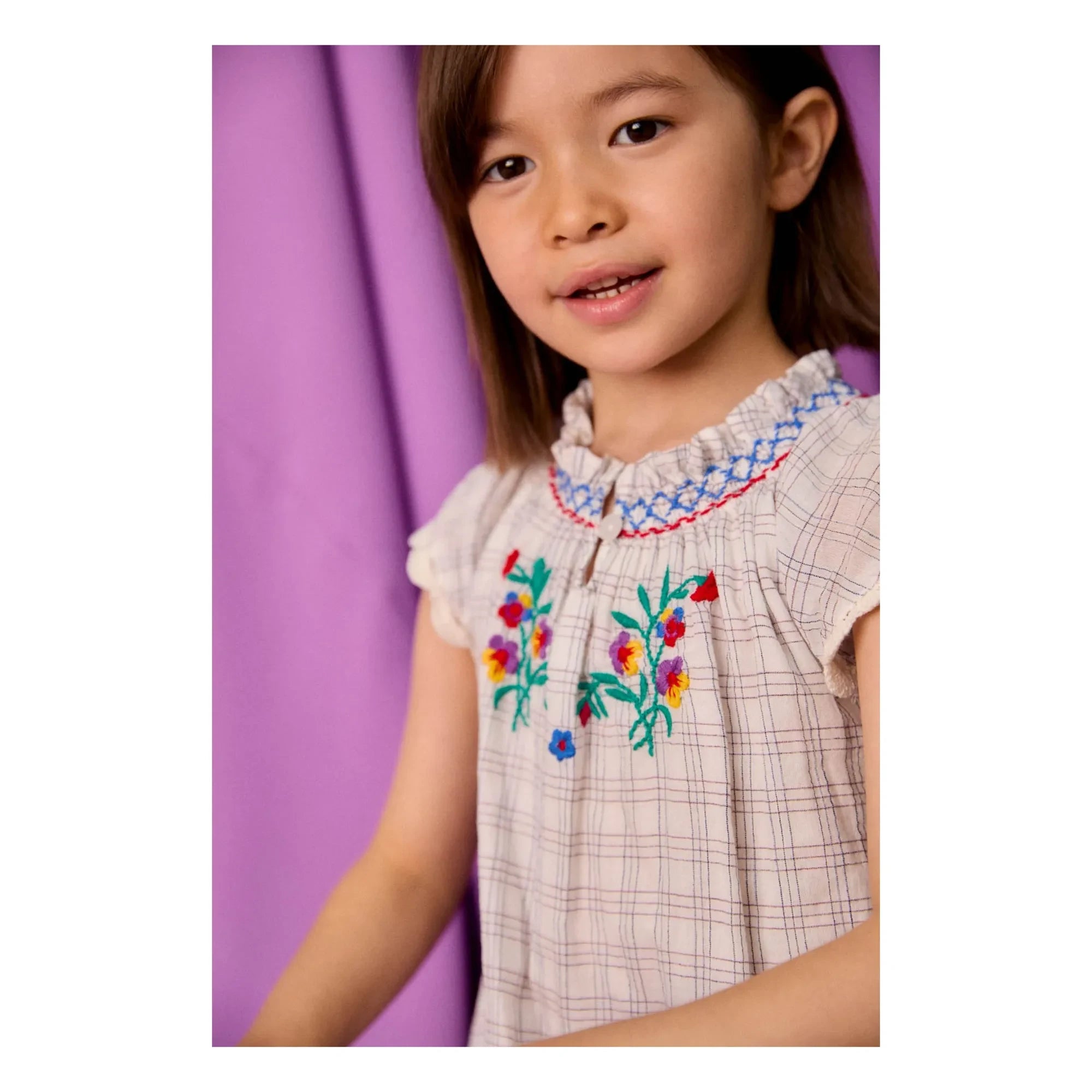 Louise Misha - Embroidered dress Edith Carreaux Organic cotton | Cream