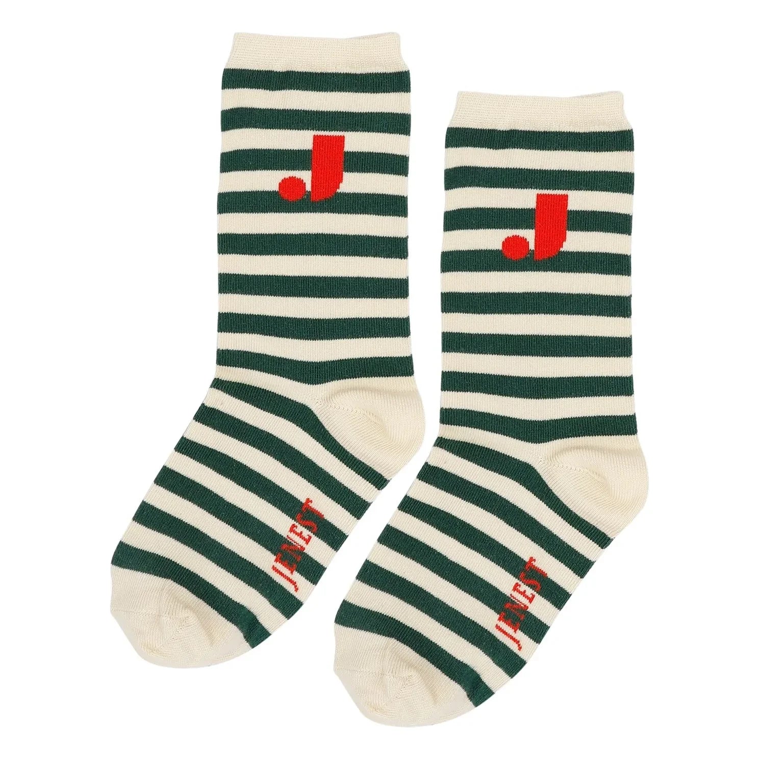 Jenest - J Striped Organic Cotton Socks | Chrome Green