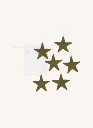 Muskhane - Felt "Shooting Stars" Garland | Moss Green