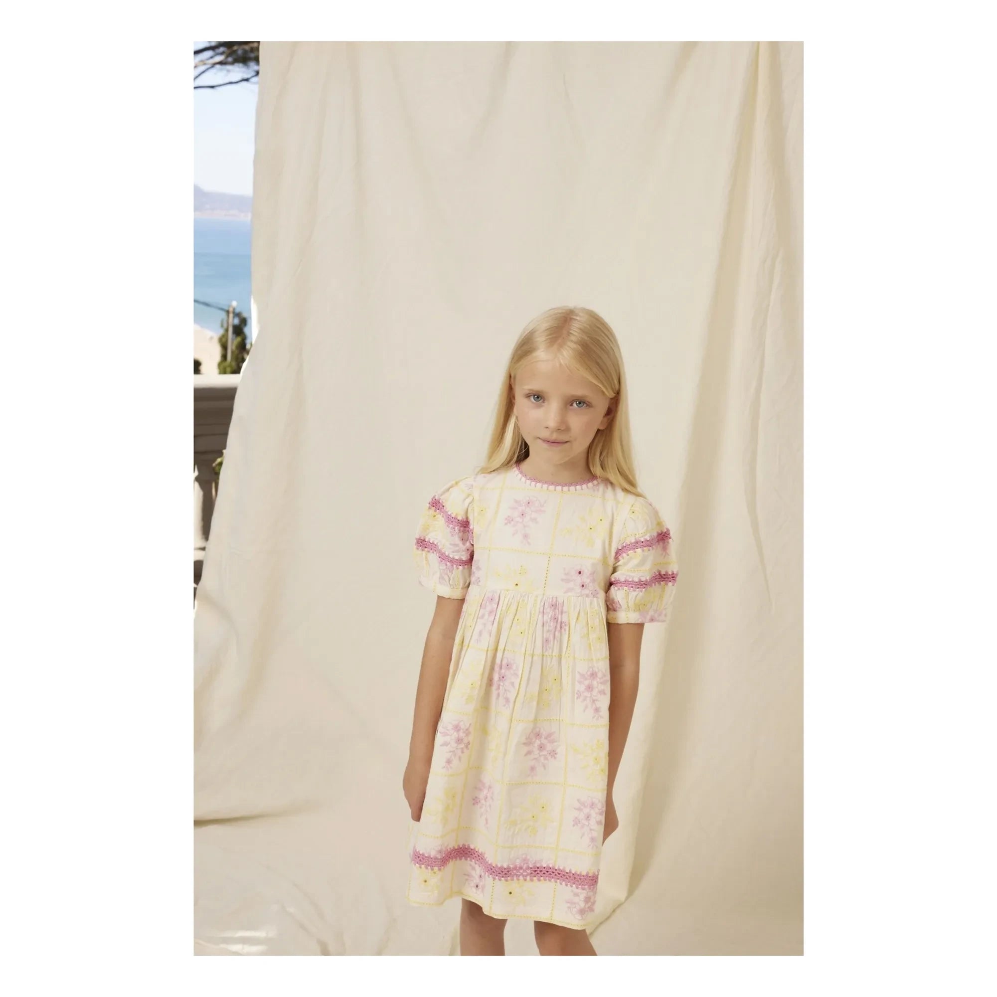 Bebe Organic - Alba Embroidered Apron Dress | Yellow