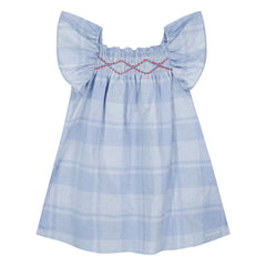 Bonton - Natasha Checked Gathered Dress | Blue