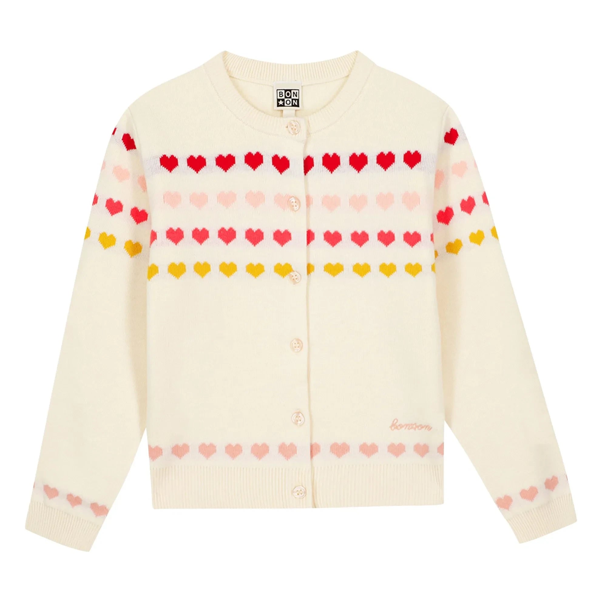 Bonton - Laligne Mini Hearts Cardigan | Ecru