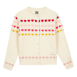Bonton - Laligne Mini Hearts Cardigan | Ecru
