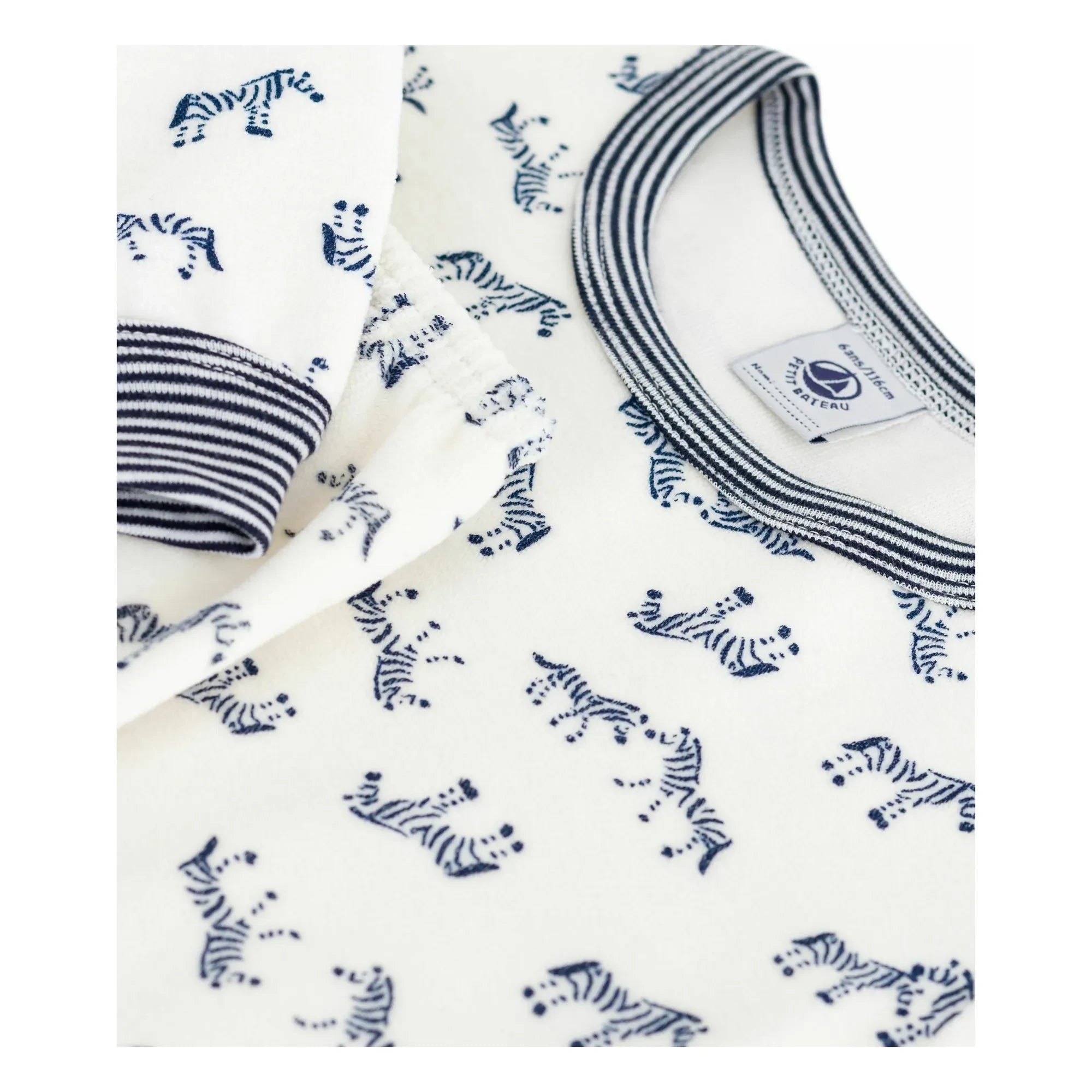 Petit Bateau - Zebra Organic Cotton Pajamas | Ecru