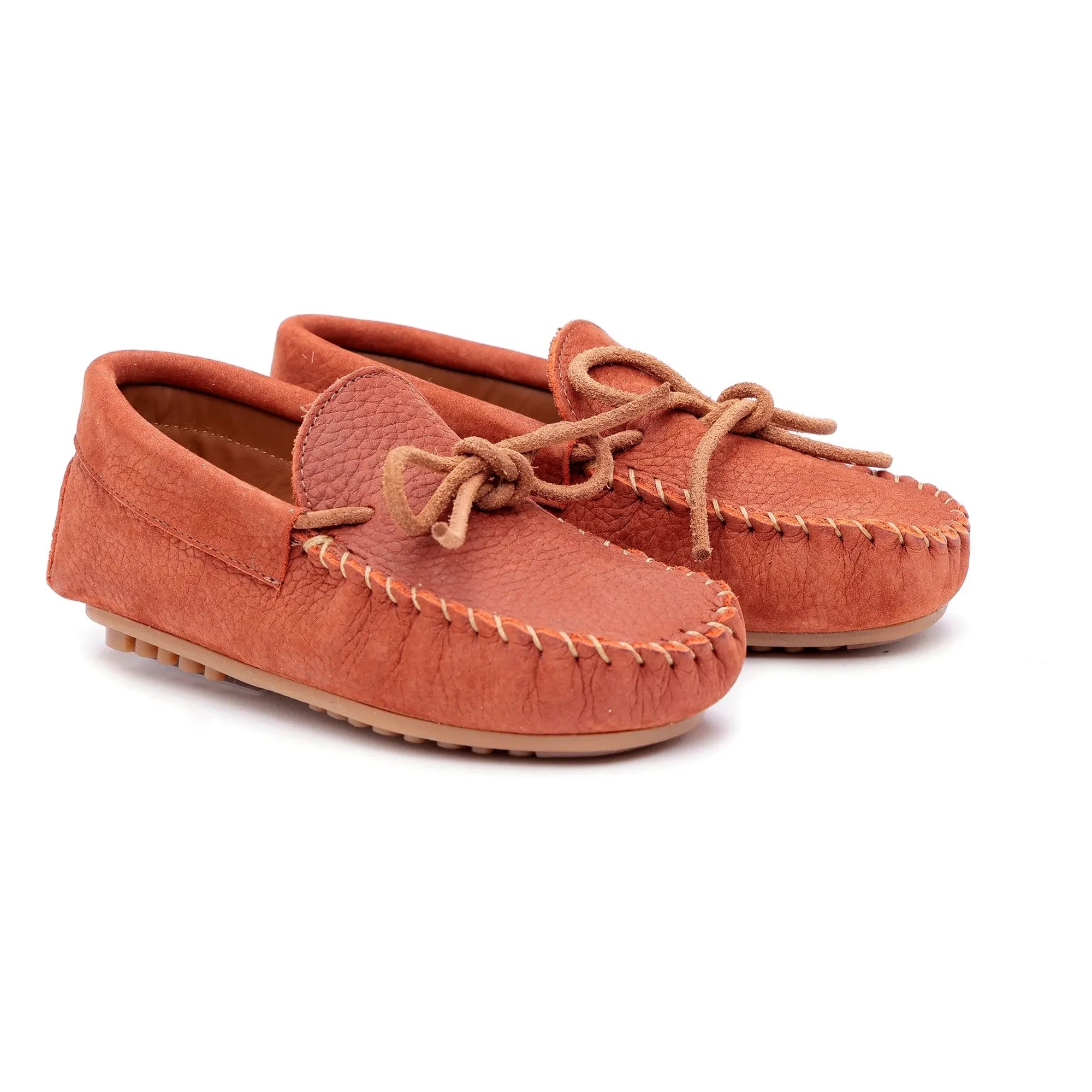 Pèpè - Two-Material Nubuck Loafer Shoes | Terracotta Red