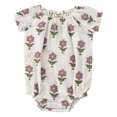 Lililotte - Iris Flowers Organic Cotton Romper | Ivory