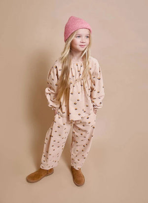 Búho - Naïf Organik Pamuk Bluz | Pembe