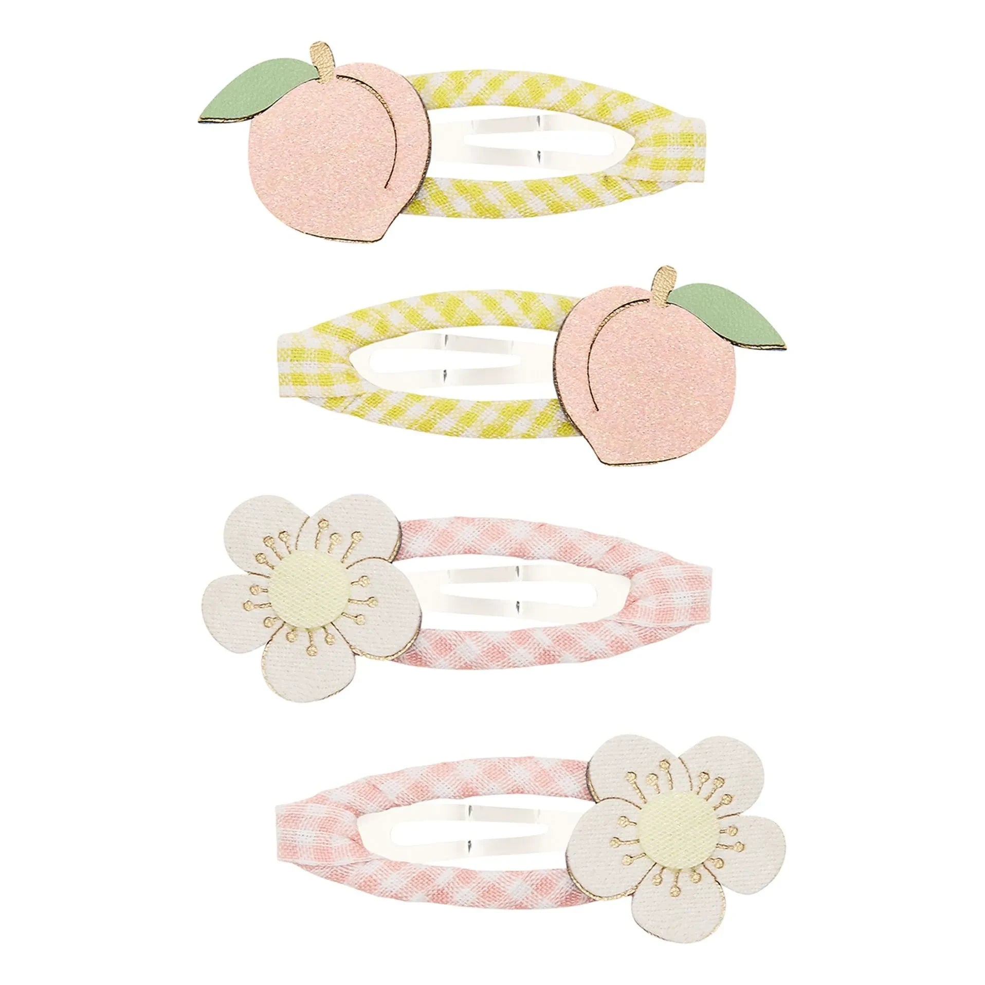 Mimi & Lula - Set of 4 Peach and Flower Hair Clips | Yellow