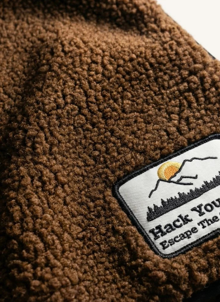 Hundred Pieces - Easy Sherpa Kolsuz Ceket | Kahverengi