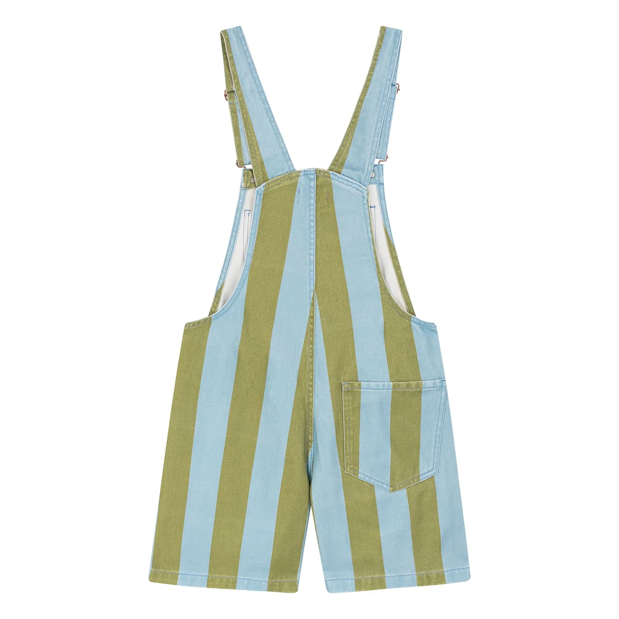 Favorite People - Ravioli Striped Short Overalls - Women's Collection | Olive