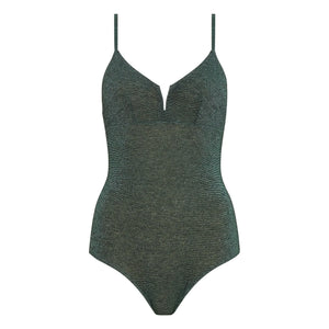 Momoni - Coral Spring Metallic One-Piece Swimsuit | Green