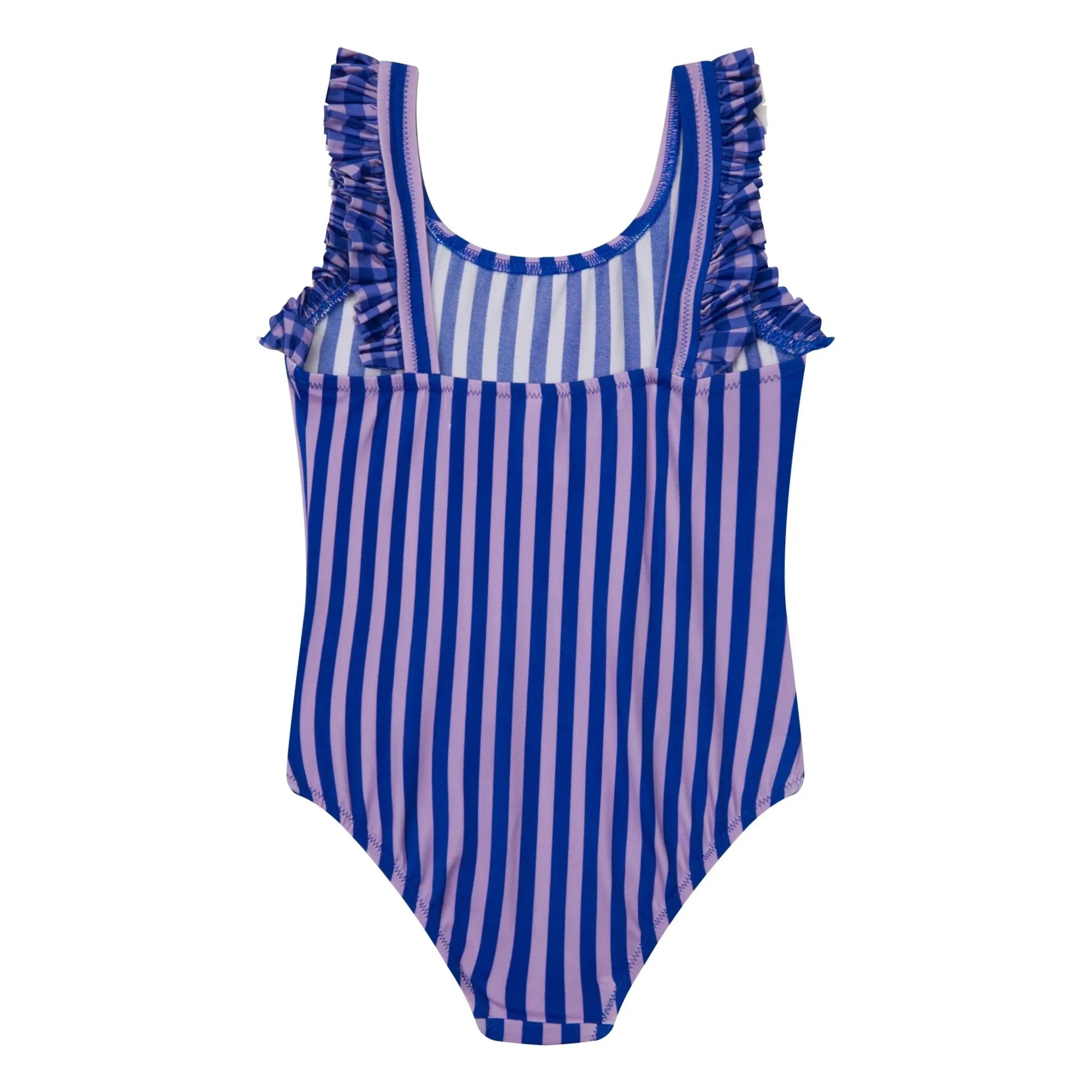 Jera Mini - Striped Ruffled Swimsuit | Navy Blue