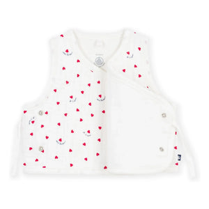 Petit Bateau - Organik Pamuk Kırışık Pamuk Gaze Kruvaze Yelek | Beyaz