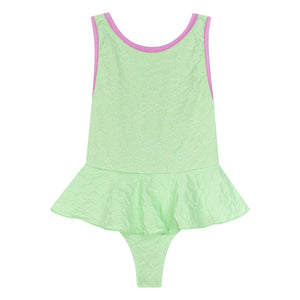My First Cantê - Shirley Fleurs Textured Ruffled Swimsuit | Fluorescent Green