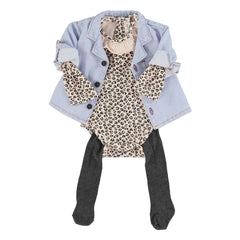 Piupiuchick - Organic Cotton Leopard Collar Bodysuit | Light Pink