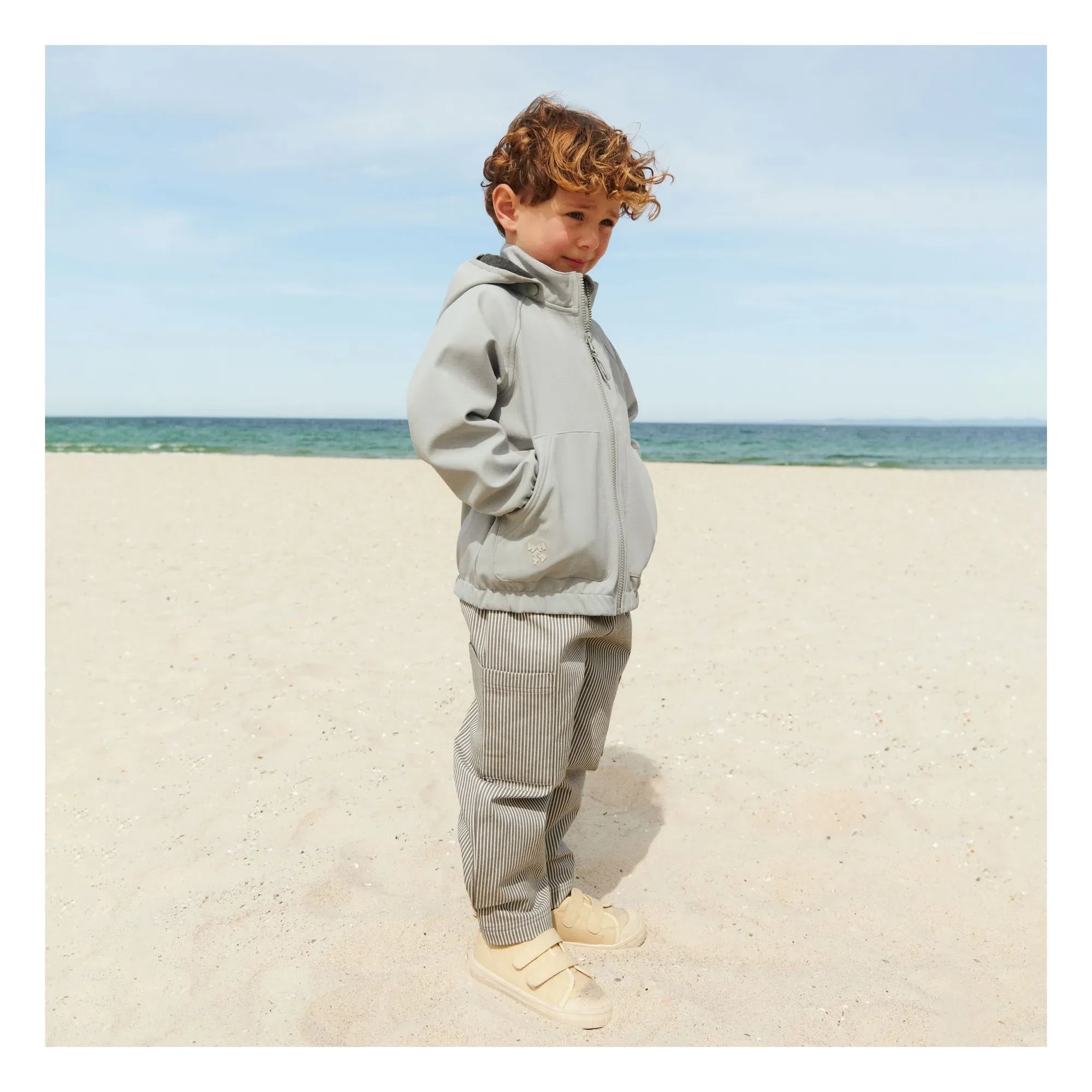 Wheat - Kalloa Striped Organic Cotton Trousers | Gray