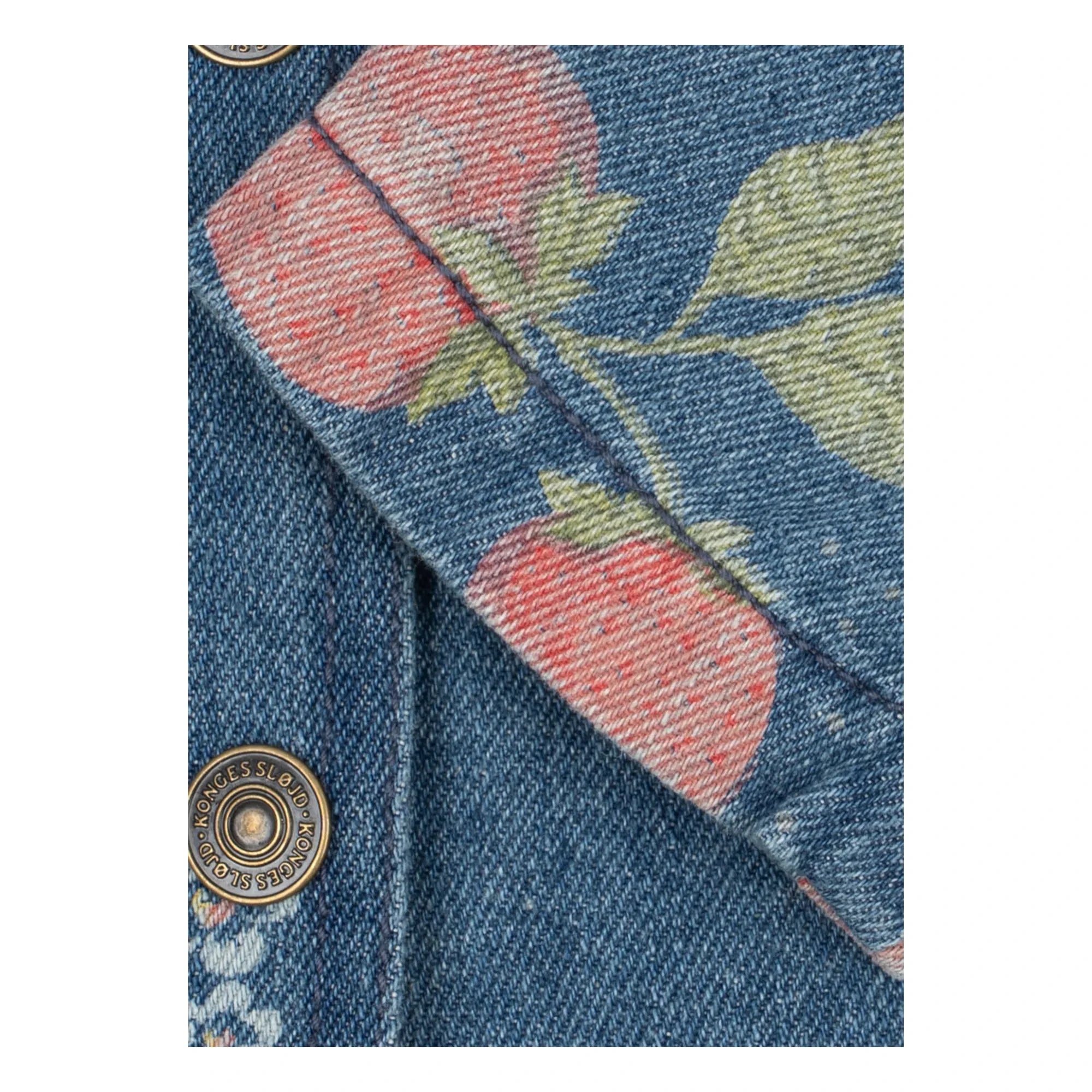 Konges Sløjd - Denim Straw Collar Strawberry Organic Cotton Jacket | Blue