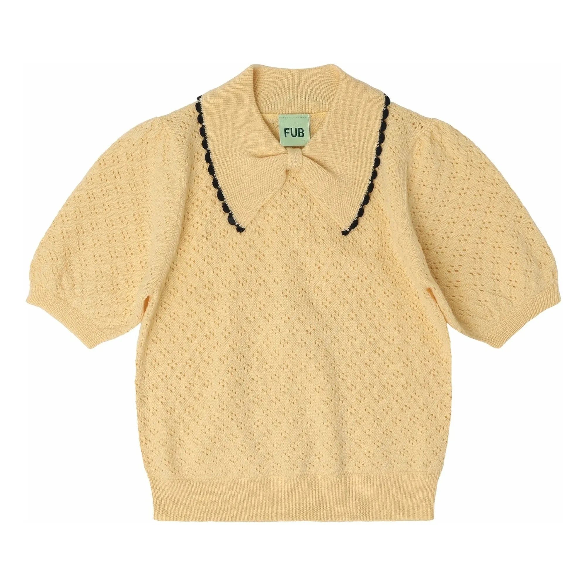 FUB - Pointelle Merino Wool Polo | Pale Yellow