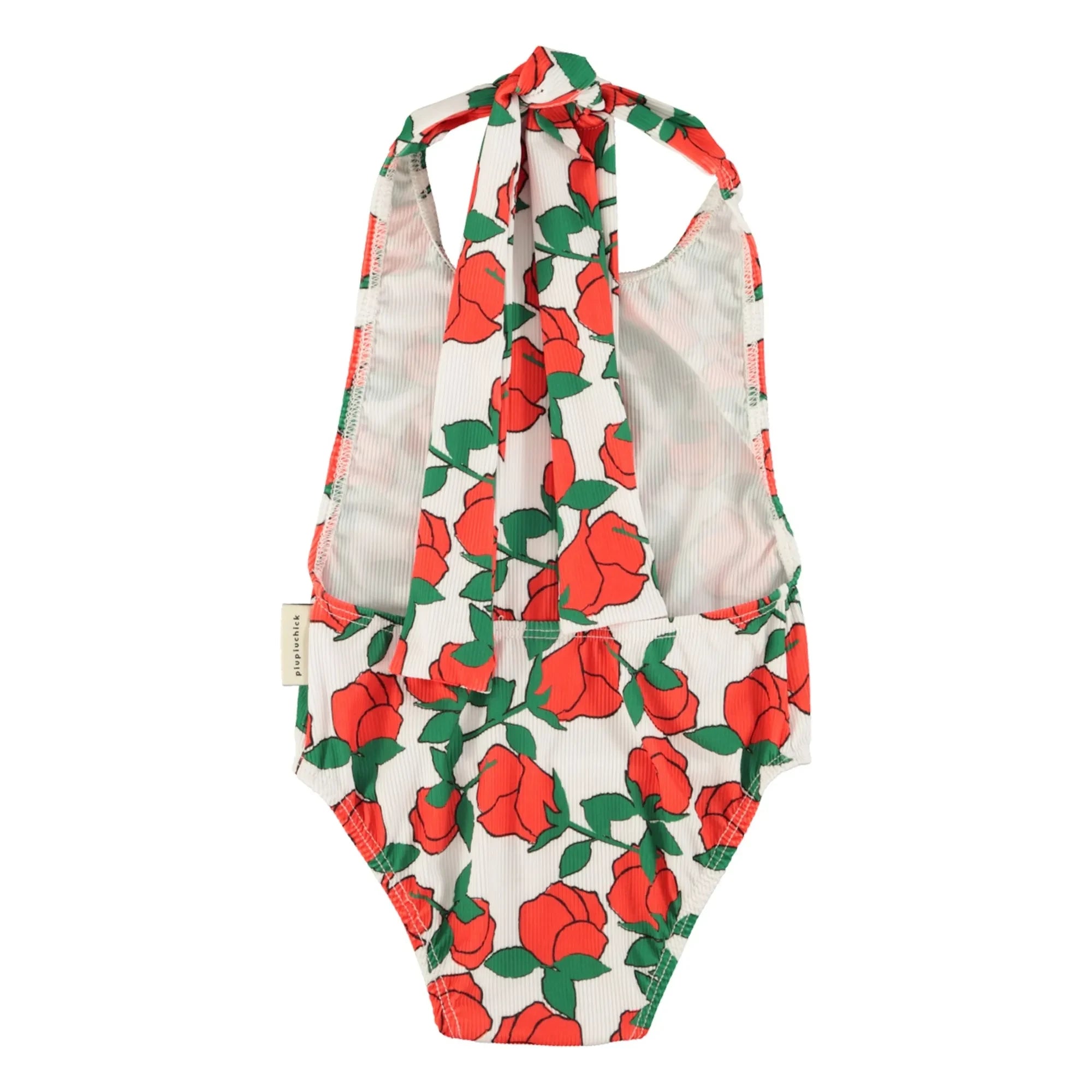 Piupiuchick - Textured Halter Swimsuit with Roses Made from Recycled Fibers | Ecru