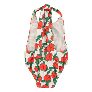 Piupiuchick - Textured Halter Swimsuit with Roses Made from Recycled Fibers | Ecru