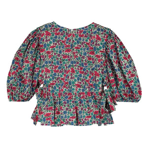 Tangerine - Floral puff-sleeved blouse | Raspberry Red
