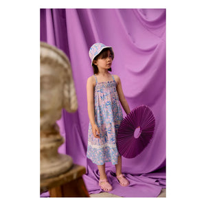 Louise Misha - Flowery Organic Cotton Marcelinette Strapless Dress | Purple