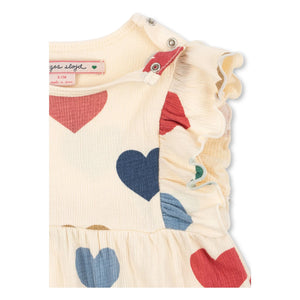 Konges Sløjd - Chleo Hearts Organic Cotton Romper | Ecru