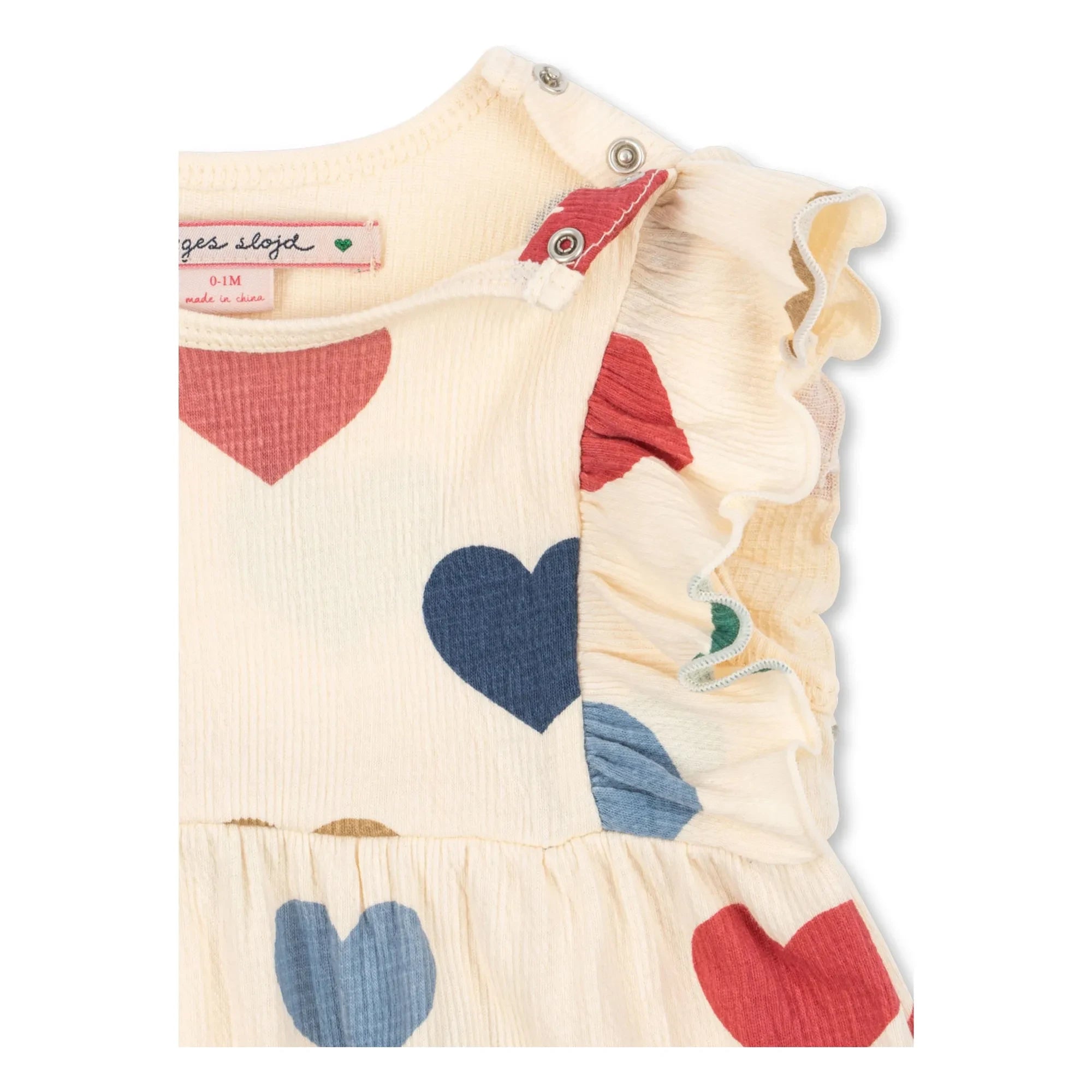 Konges Sløjd - Chleo Hearts Organic Cotton Romper | Ecru