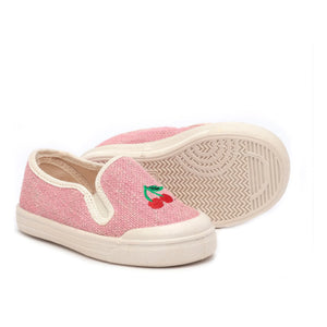 Pèpè - Pink T-Shirts with Cherry Embroidery Slip-Ons